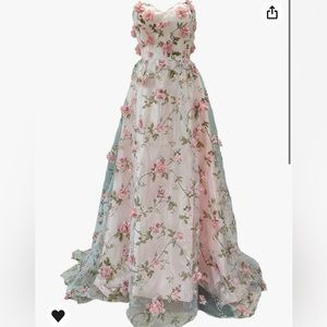Pink Floral Prom Dress